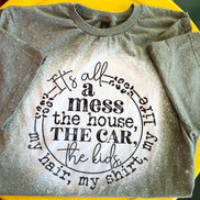 Bleached white T-shirt from Southern Backroad Tees with distressed, messy print design for a casual, vintage look.