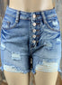 Lu fun brand. Distressed, frayed hem shorts with button fly. M, L, XL $33