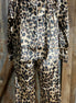 KAYAN.L brand. Silky button down leopard print long pant pajamas with white piping. S, M $25