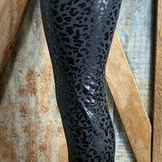 Blushing Owl Co brand. Shiny black leopard print leggings with high waist. S, M, L, XL. $20