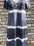 Gray and blue leopard print T-shirt dress by Shiying fashion, showcasing a casual, stylish dress with a relaxed fit and bold animal pattern.
