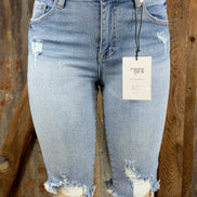 Insane Gene USA brand. Distressed knee length denim shorts. S, M, L. $30