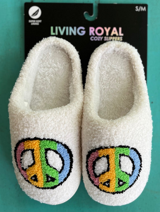 Living Royal Peace Slippers with soft fabric and cozy design, perfect for comfortable indoor wear.