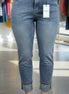Light blue Judy Blue Boyfriend Plus jeans with relaxed fit and distressed details, shown on a model.