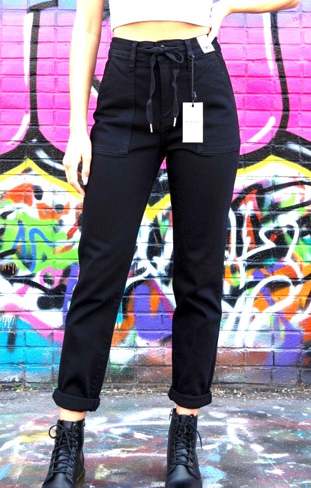 High-quality Judy Blue joggers showing relaxed fit, soft denim fabric, and classic jean style perfect for casual wear.