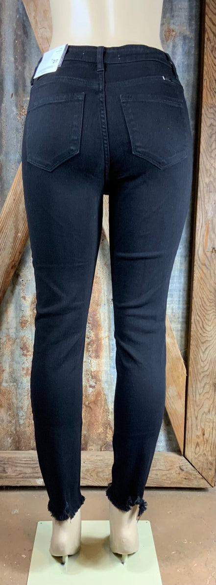 Black KanCan high-rise skinny jeans with a fitted silhouette, displayed on a neutral background.