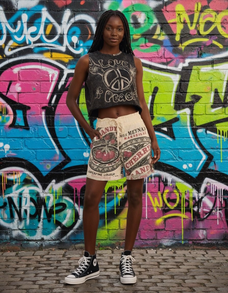 Kathmandu Imports mini shorts in beige with adjustable drawstring waist and side pockets, casual summer style.