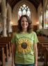 Love in Faith Give Thanks To The Lord Sunflower Tee featuring a sunflower graphic and inspirational text on soft fabric.