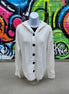 Off-white button front hooded cardigan by Miss Sparkling, featuring small buttons and a cozy, casual design.