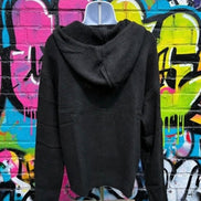 Off-white button front hooded cardigan by Miss Sparkling, featuring small buttons and a cozy, casual fit.