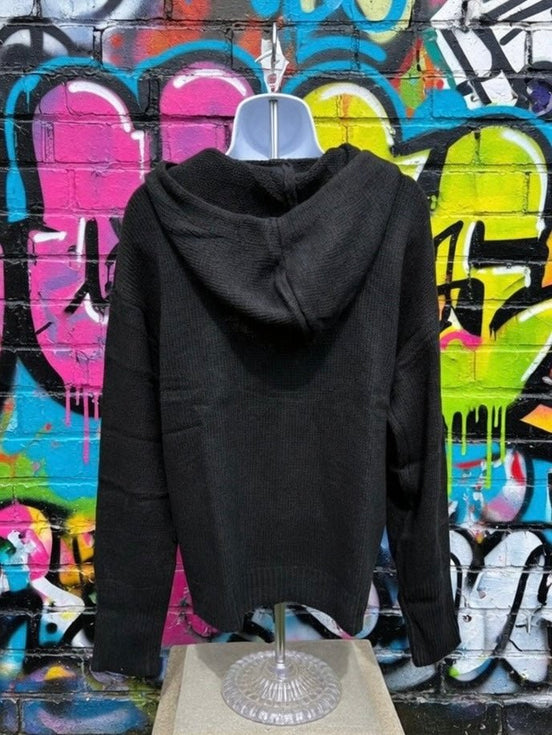 Off-white button front hooded cardigan by Miss Sparkling, featuring small buttons and a cozy, casual fit.