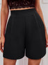 Black high-waisted wide-leg suit shorts by NINEXIS, casual style with solid color and relaxed fit.