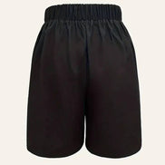 Black high-waisted wide-leg suit shorts by NINEXIS, casual style, with a relaxed fit and solid color design.