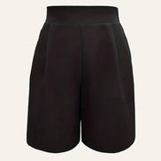 Black high-waisted wide-leg suit shorts by NINEXIS, casual style, worn with a relaxed fit and clean solid color design.