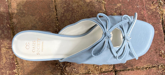 Oasis Society double bow peep hole sandal shoes with open toe and ankle strap, stylish summer footwear for women