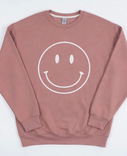 Oat Collective Happy Face sweatshirt, a cozy casual top with a playful smiley face design on soft fabric.