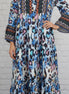 Leopard print 3/4 sleeve tiered maxi dress by PRETTY BASH featuring a flowing silhouette and stylish tiered layers.