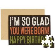 Questionables I'm So Glad Puzzle Card featuring colorful, playful design perfect for sending cheerful messages and greetings.