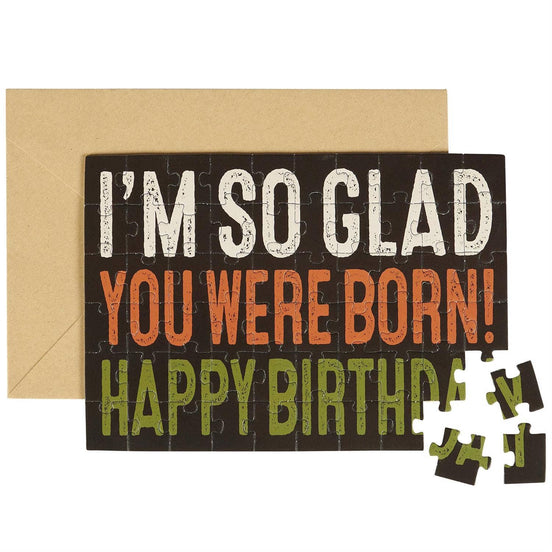 Questionables I'm So Glad Puzzle Card featuring colorful, playful design perfect for sending cheerful messages and greetings.