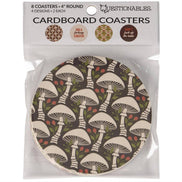 Set of four Questionables The Table Coasters with wooden and cork surfaces, designed to protect tables from drink spills.