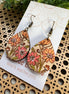 Hand-painted Boho Daisy Wood Earrings by Seasideblooms, lightweight earrings with floral design and natural wood texture.