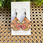 Hand-painted Boho Daisy Wood Earrings by Seasideblooms featuring lightweight wooden design and floral daisy details.