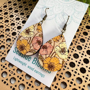 Hand-painted boho floral design on lightweight maple wood by Seasideblooms, showcasing vibrant floral patterns and natural wood texture.