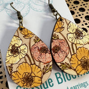 Hand-painted boho floral design on lightweight maple wood, crafted by Seasideblooms, featuring vibrant, natural artwork.
