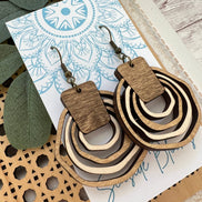 Hand-painted lightweight wooden hoop earrings by Seasideblooms featuring a boho style with natural wood finish.