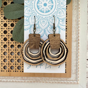 Hand-painted lightweight wood hoops by Seasideblooms with boho-style design, featuring natural wood finish and artistic details.