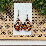 Hand-painted Butterfly Maple Wood Earrings by Seasideblooms, lightweight jewelry featuring delicate butterfly design on natural maple wood