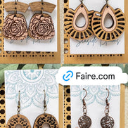 Hand-painted Daisy Wood Earrings by Seasideblooms featuring lightweight maple wood with floral design.