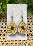 Hand-painted Daisy flower dangle earring made of lightweight wood by Seasideblooms featuring detailed flower design and hanging style.