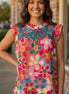 Shiying Fashion pink floral blouse, women's tops with a delicate floral pattern and lightweight fabric.