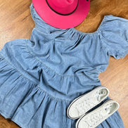 Shopin La denim summer dress, casual sleeveless dress with front pockets and adjustable straps, lightweight and stylish for warm weather.