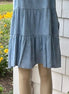 Light blue denim summer dress from Shopin La with adjustable straps and a relaxed fit, perfect for warm weather.