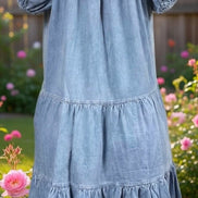 Shopin La denim summer dress with sleeveless design, lightweight fabric, and casual style perfect for warm weather.