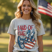 Red and white peace sign patriotic T-shirt by Southern Attitude Designs Inc, featuring a bold peace sign and American flag elements.
