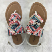 Multicolored Stella Shoes sling back sandals featuring a stylish design with multiple vibrant colors and open heel.