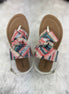 Multicolored Stella Shoes sling back sandals featuring a stylish design with multiple vibrant colors and open heel.