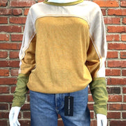Mustard color block top from Stylish Wholesale, featuring a stylish casual design with contrasting color panels and a comfortable fit.