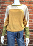 Mustard color block top from Stylish Wholesale, featuring a stylish casual design with contrasting color panels and a comfortable fit.