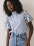 TCEC puff sleeve top featuring soft fabric, stylish puffed sleeves, and a fitted silhouette, perfect for casual or dressy occasions.