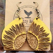 Sunflower teardrop earrings by The Country Roost, yellow floral jewelry with delicate drop design.