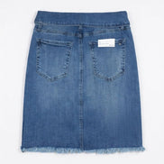Urban Daisy denim mini skirt featuring a classic cut, medium wash, and stylish short length suitable for casual wear.