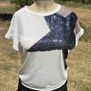 Vanilla Monkey sequins star top featuring a shiny, star-embellished design perfect for stylish casual wear.