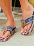 Very G women's flip flops featuring a USA flag design in navy with comfortable sole and casual style.