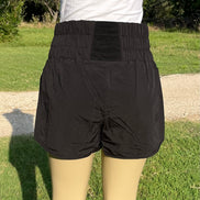 Light gray Windbreaker Track Shorts by 42POPS, featuring a sleek design and elastic waistband suited for athletic wear.